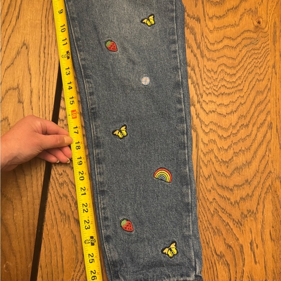 BP Straight Leg Jeans‎ Blue Playful Embroidery butterfly rainbow 90s Y2K Grunge - Picture 4 of 9